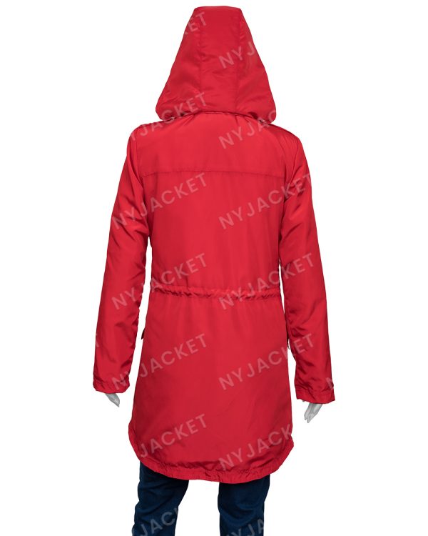 Women’s Red Rain Coat with Hoodie