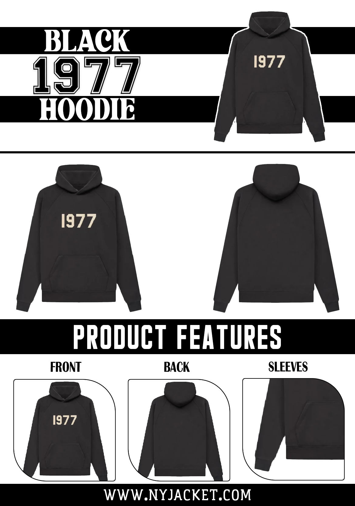Black 1977 Hoodie NY