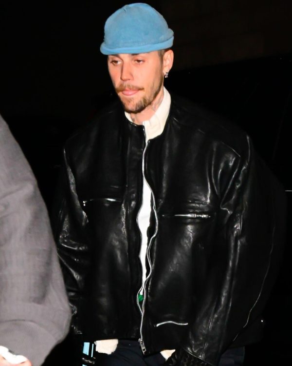 Justin Bieber NYC 2025 Black Leather Jacket Justin Bieber NYC 2025 Black Leather Jacket