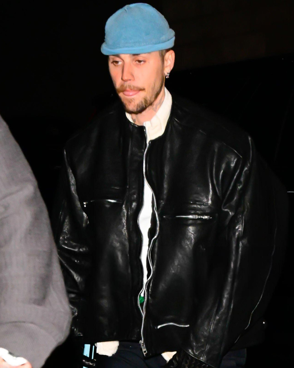 Justin Bieber NYC 2025 Black Leather Jacket