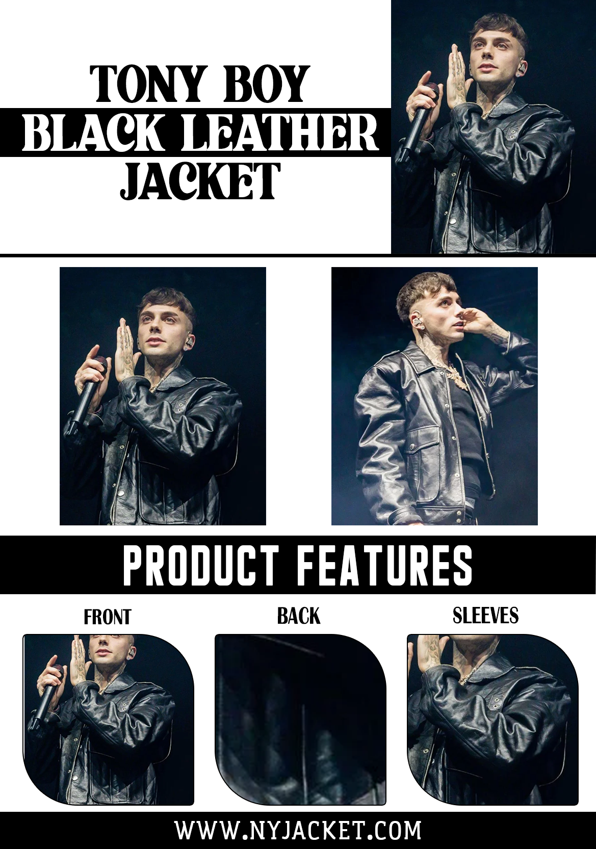 Tony Boy Black Leather Jacket NY