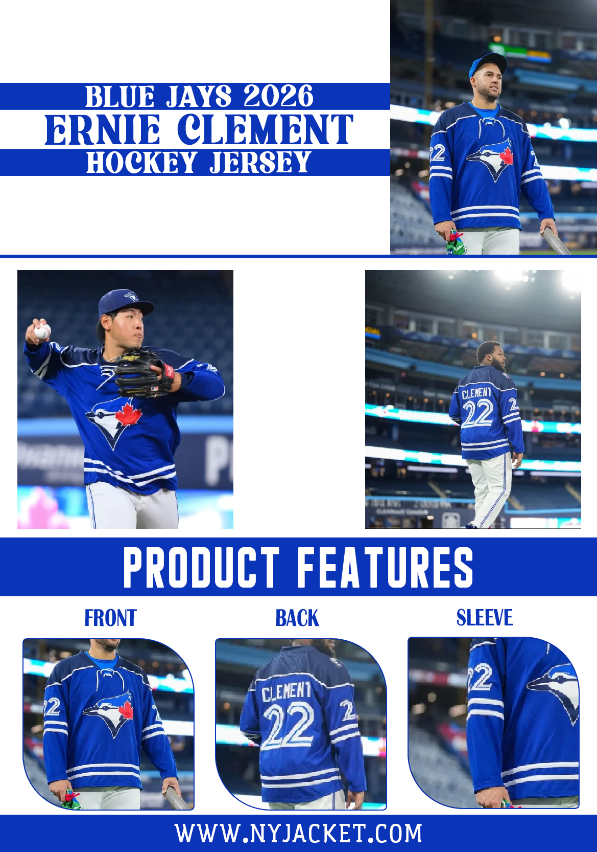 Blue Jays 2026 Ernie Clement Hockey Jersey NY